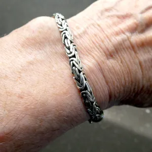 Silver Bracelet, 22 cm, Safety Clasp, Byzantine Weave, 925 Sterling Silver kp3