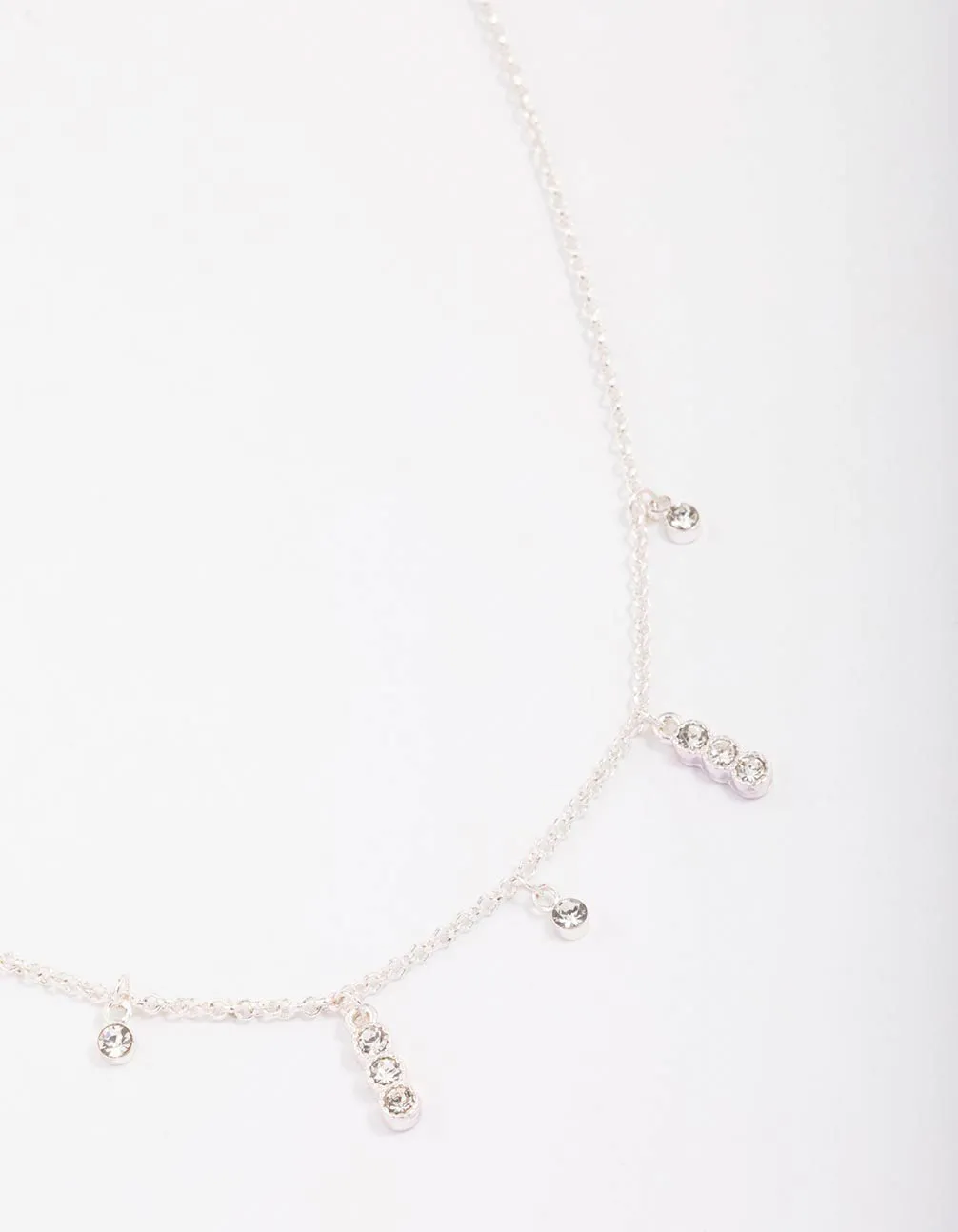 Silver Graduating Diamante Chain Necklace