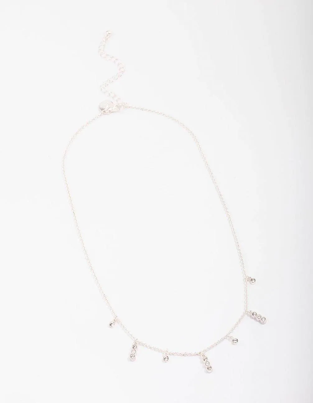 Silver Graduating Diamante Chain Necklace