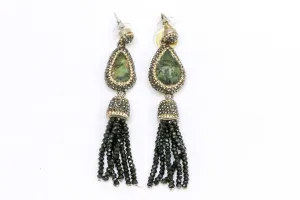 Silver Green Druzy Gemstone Earrings