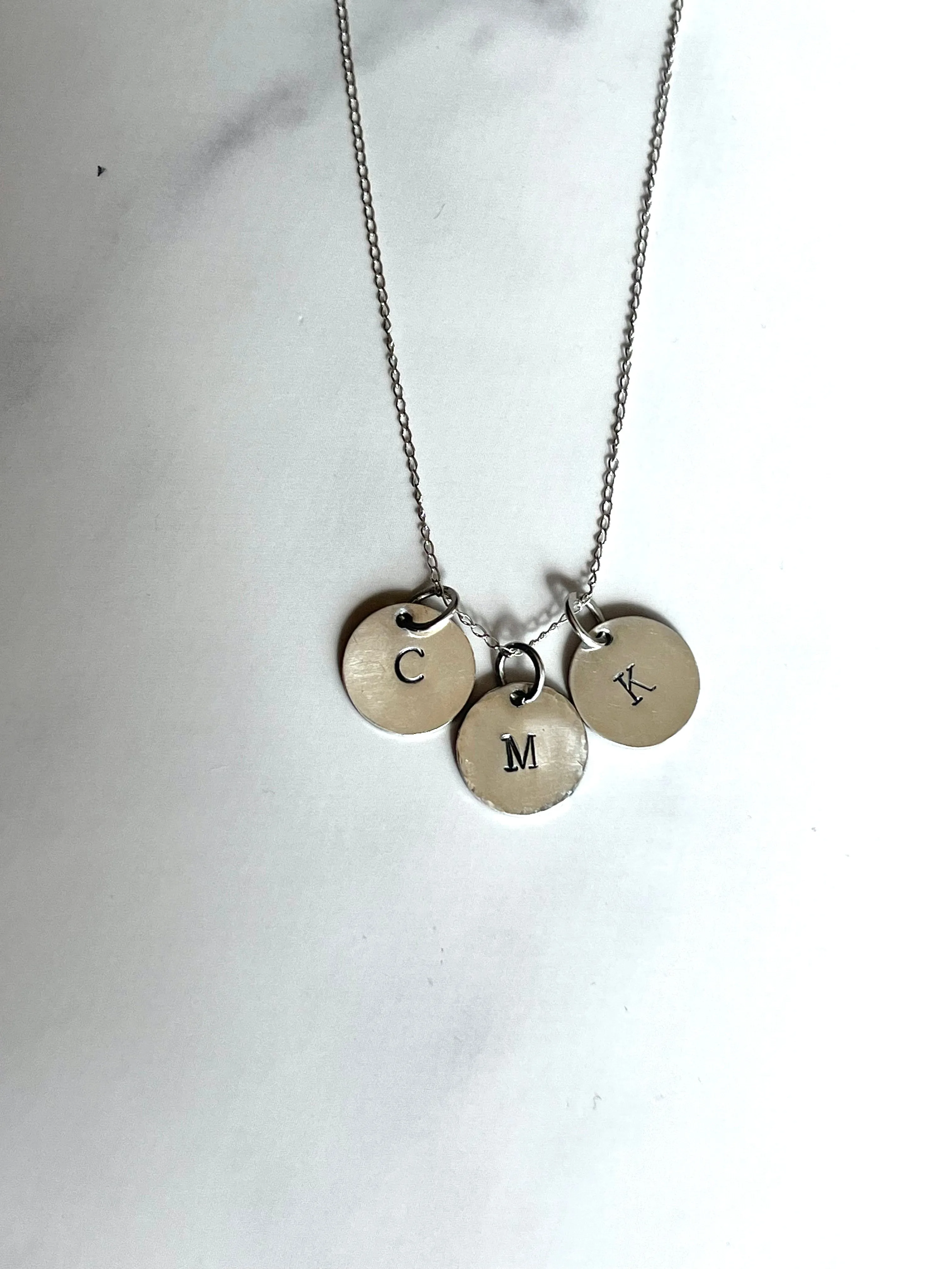 Silver Initial Disc Necklace