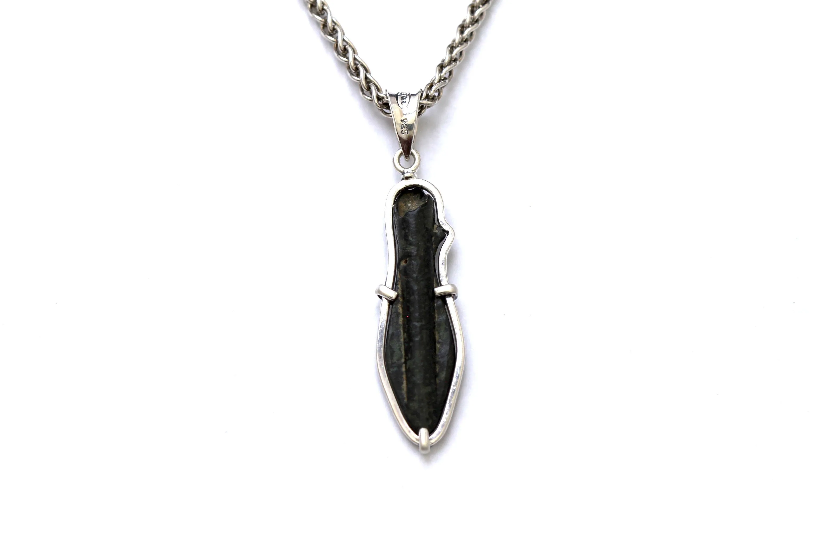 Silver Pendant, Ancient Roman Bronze Arrowhead, silver chain, Certificate 6474