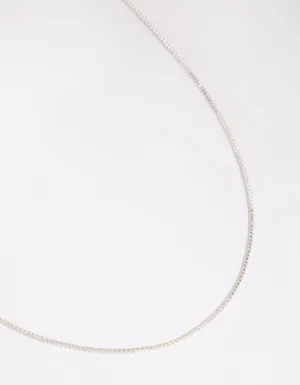 Silver Plated Long Box Chain Necklace