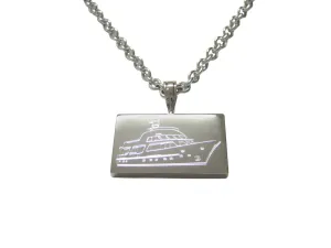 Silver Toned Etched Boat Pendant Necklace