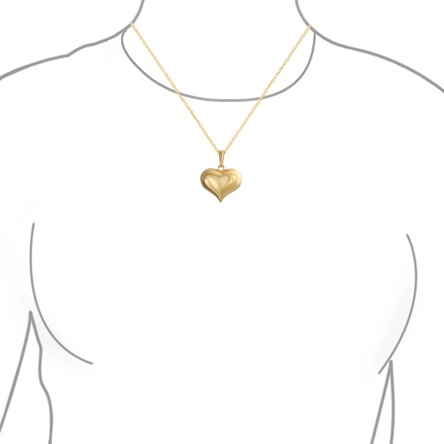 Simple ABC Heart Shape Initial Pendant Necklace 18K Gold Plated A-Z Letters