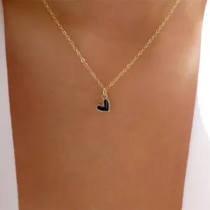 Simple Color Heart Pendant Pearl Necklace For Women Girls Fashion Gold-plate Choker Necklaces 2024 New Trend Jewelry