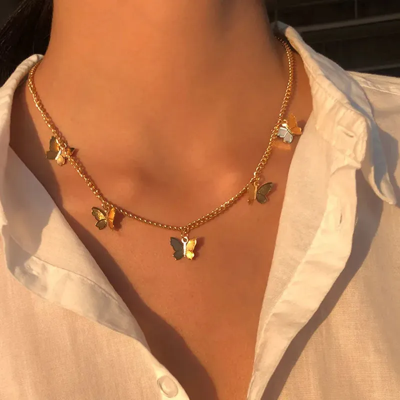 Simple Pearl Beads Chic Exquisite Necklace Gold Color Minimalist Jewelry Women