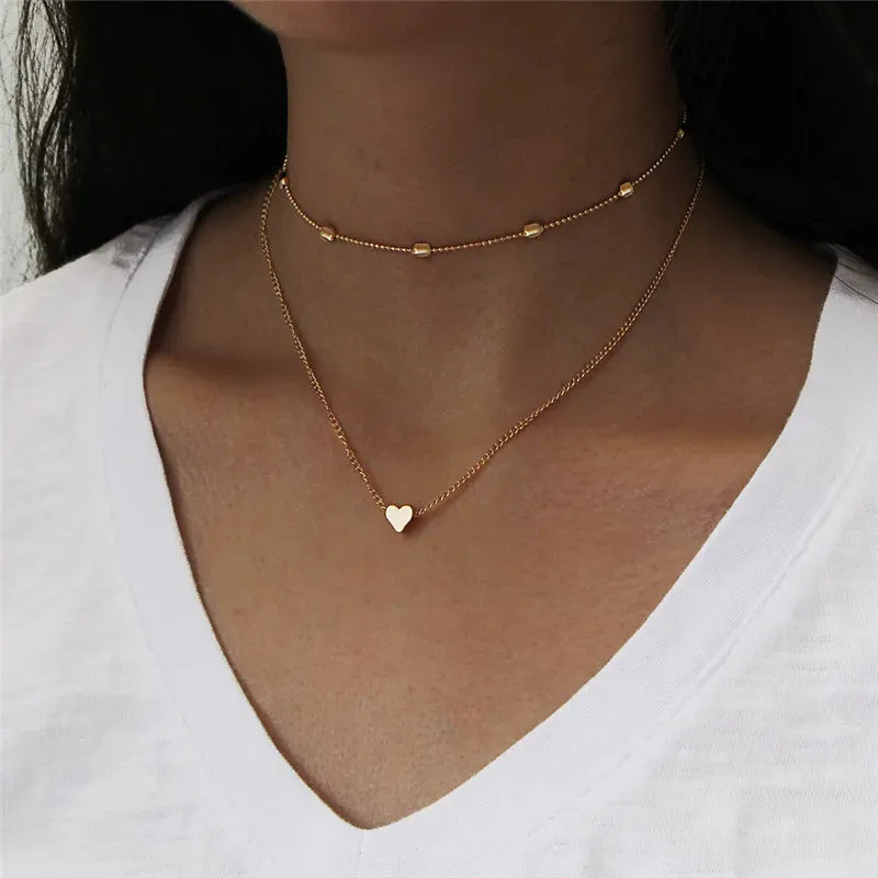 Simple Pearl Beads Chic Exquisite Necklace Gold Color Minimalist Jewelry Women