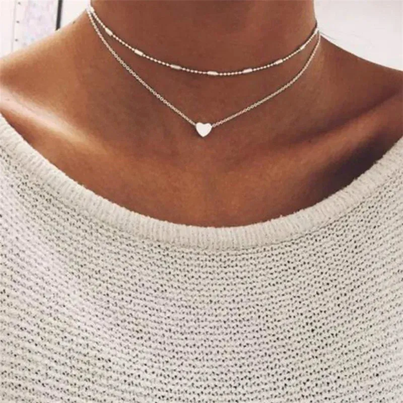 Simple Pearl Beads Chic Exquisite Necklace Gold Color Minimalist Jewelry Women