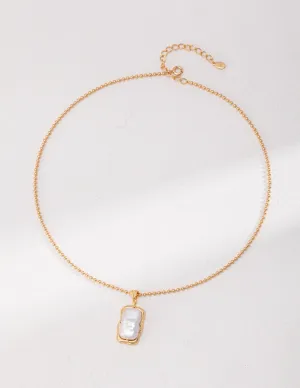 Simple Rectangle Pearl Necklace