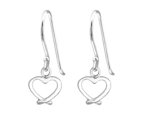 Simple Silver Heart Drop Earrings