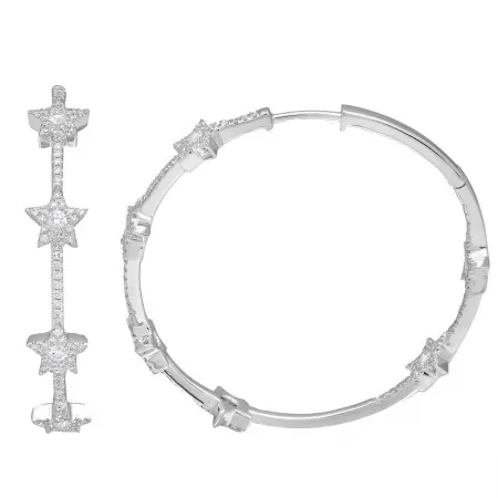 SIRIUS STAR DIAMOND INSIDE OUT HOOP EARRINGS