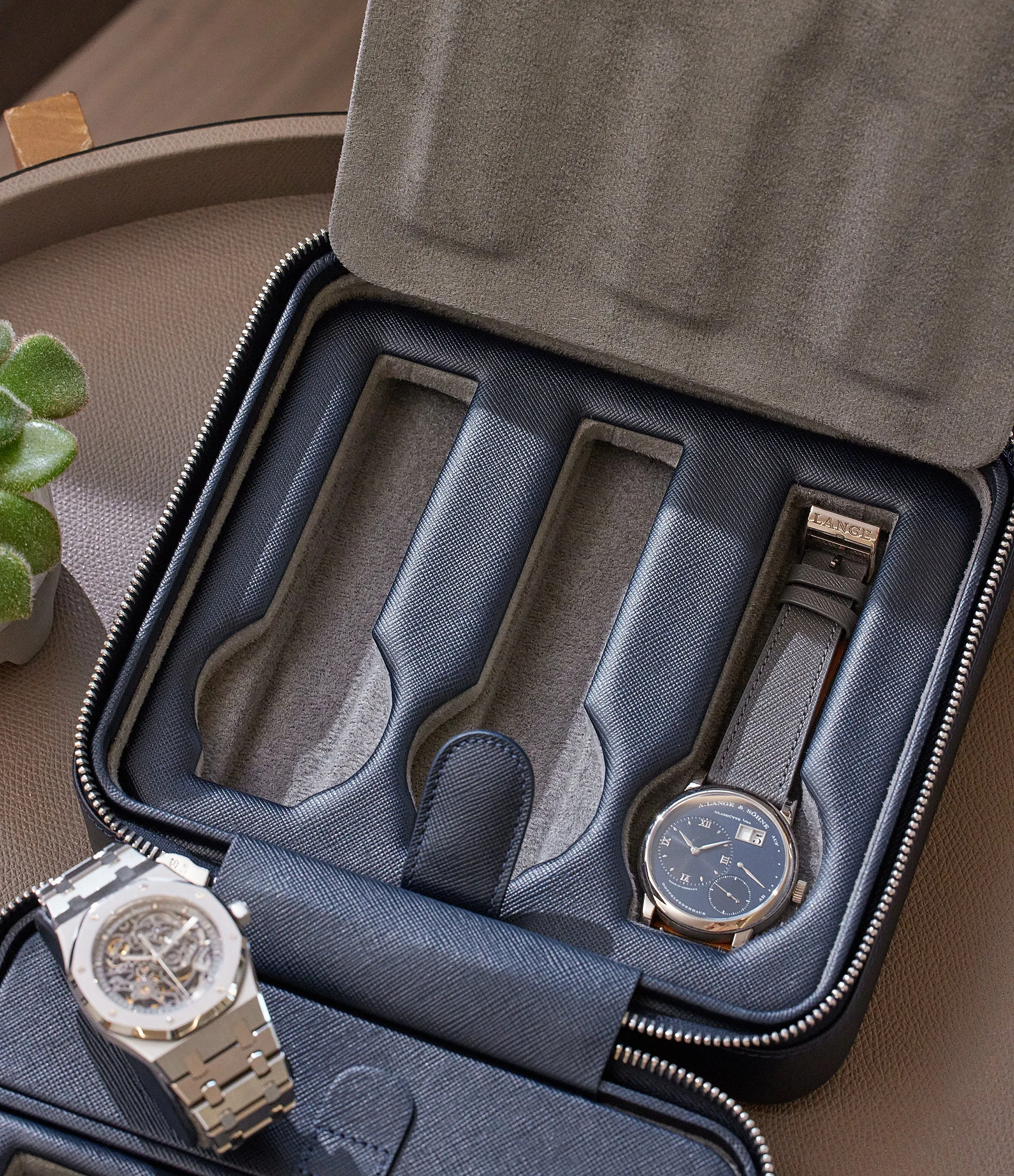 six-watch box, saffiano
