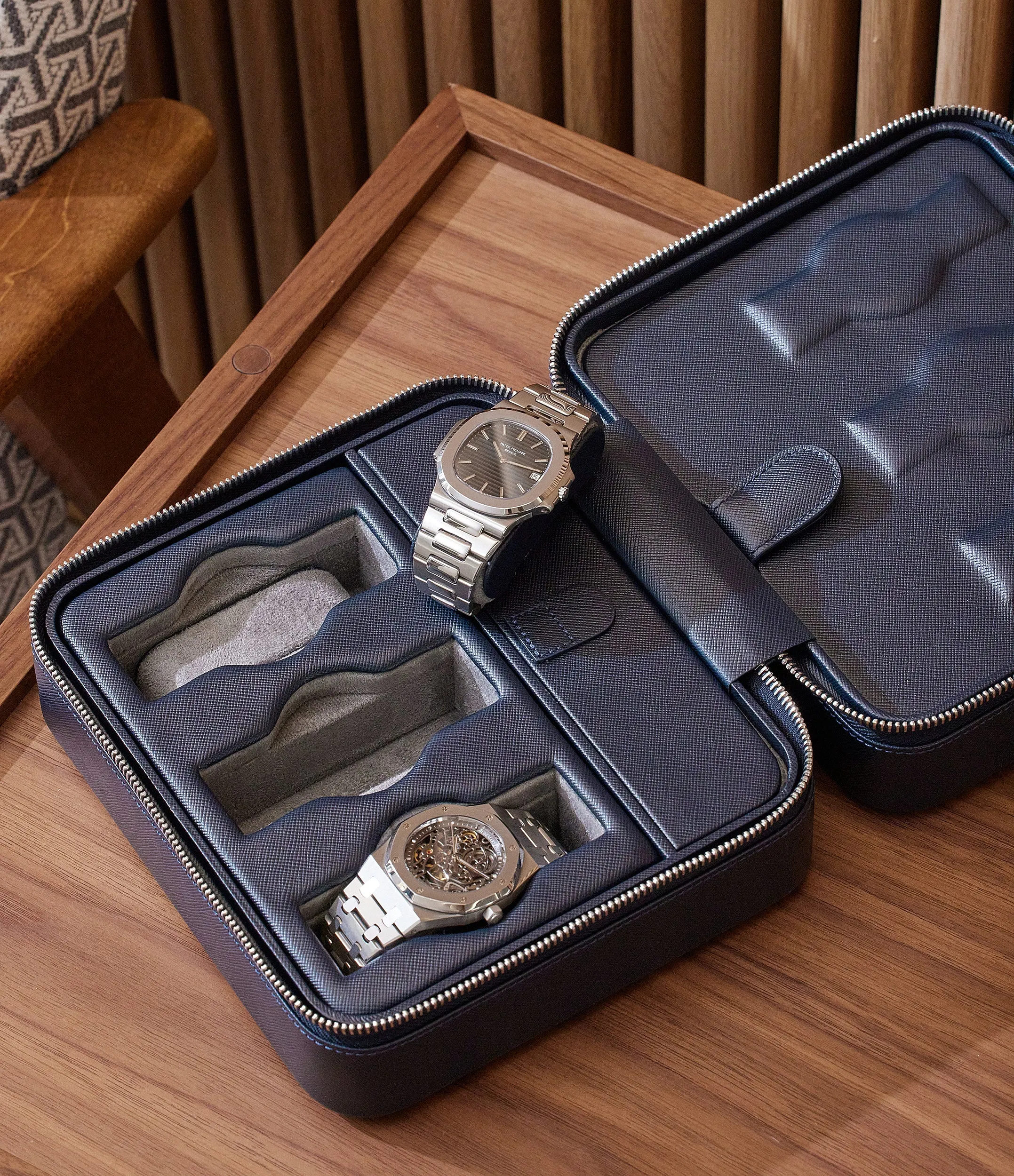 six-watch box, saffiano