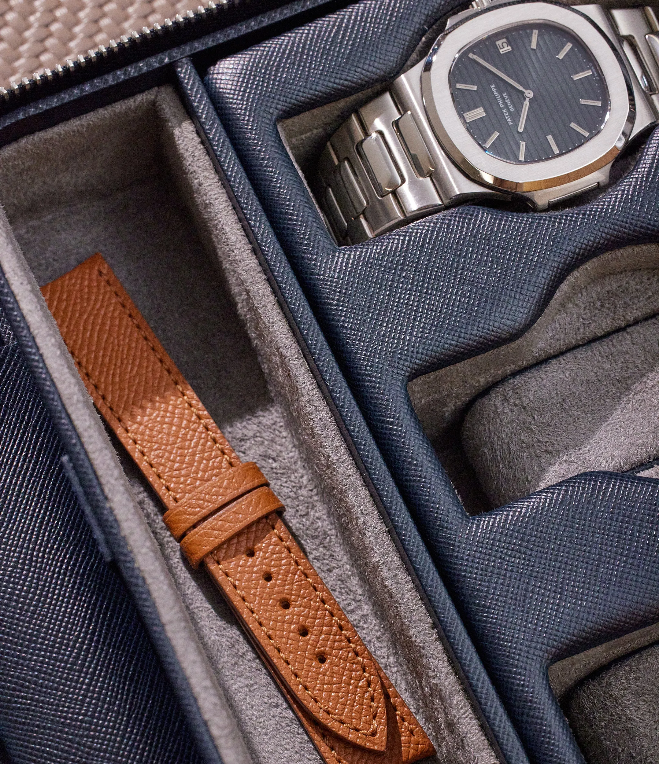 six-watch box, saffiano