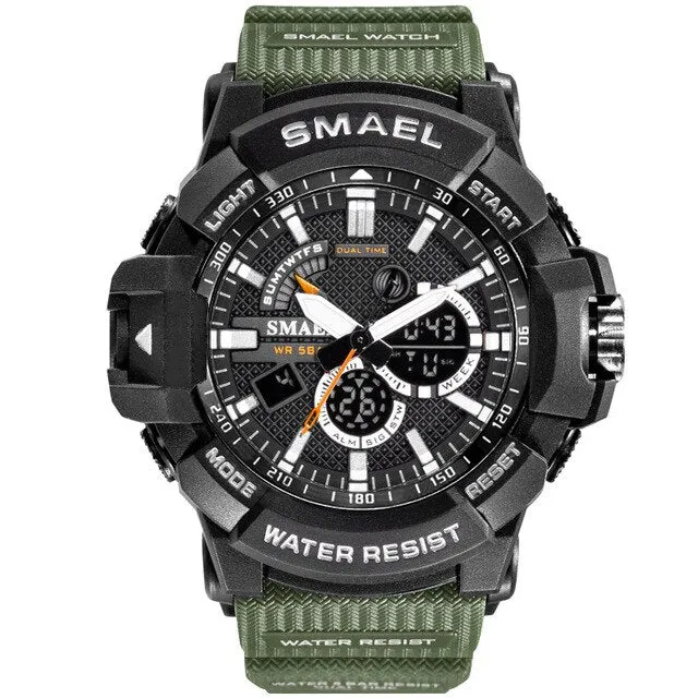 SMAEL New Fashion Digital-Watch Mens Sports Watches Men Army Military Wristwatch Relogio Masculino Analog Clock Quartz Watch