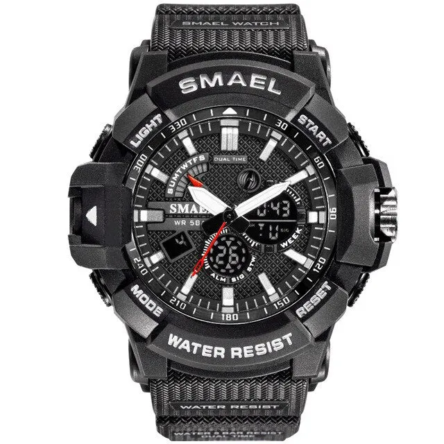 SMAEL New Fashion Digital-Watch Mens Sports Watches Men Army Military Wristwatch Relogio Masculino Analog Clock Quartz Watch