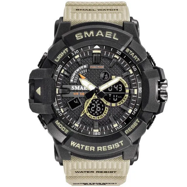 SMAEL New Fashion Digital-Watch Mens Sports Watches Men Army Military Wristwatch Relogio Masculino Analog Clock Quartz Watch
