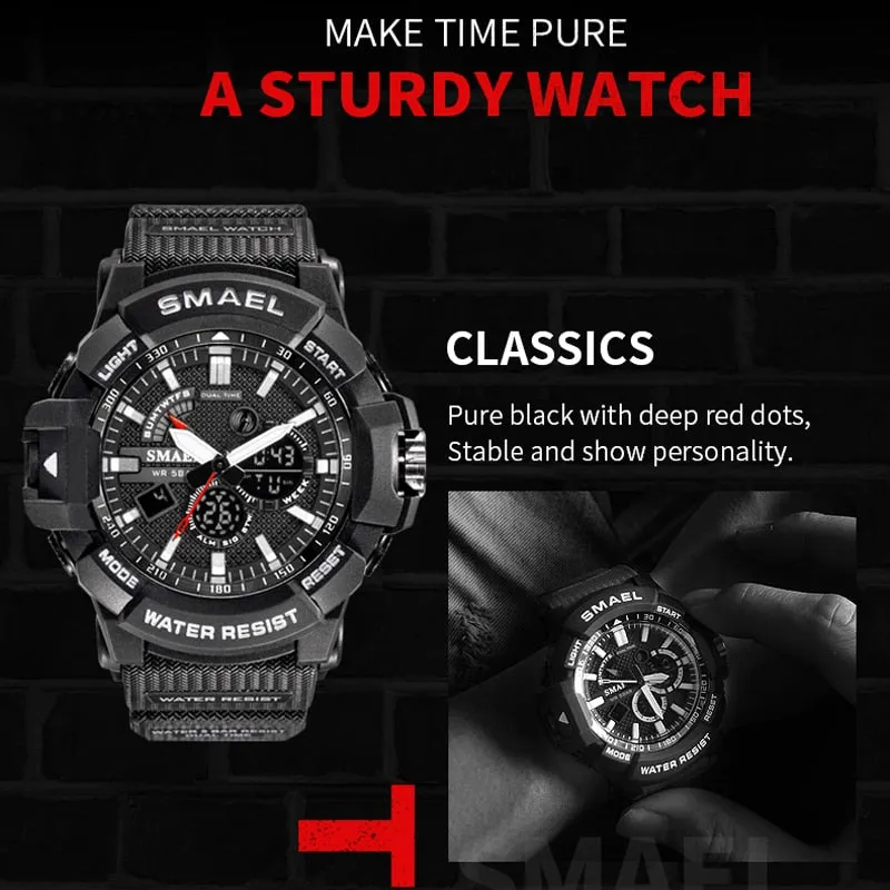 SMAEL New Fashion Digital-Watch Mens Sports Watches Men Army Military Wristwatch Relogio Masculino Analog Clock Quartz Watch