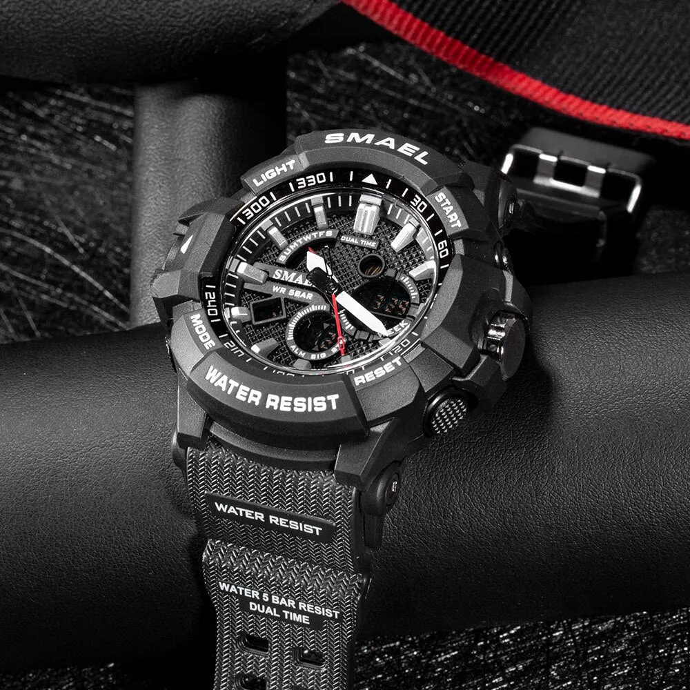SMAEL New Fashion Digital-Watch Mens Sports Watches Men Army Military Wristwatch Relogio Masculino Analog Clock Quartz Watch