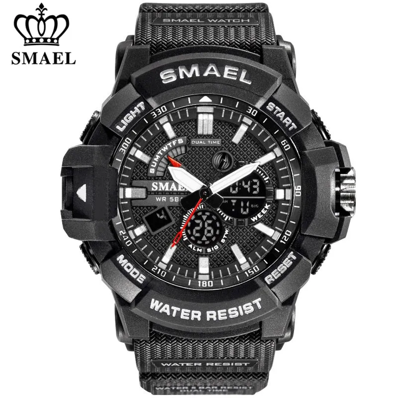 SMAEL New Fashion Digital-Watch Mens Sports Watches Men Army Military Wristwatch Relogio Masculino Analog Clock Quartz Watch