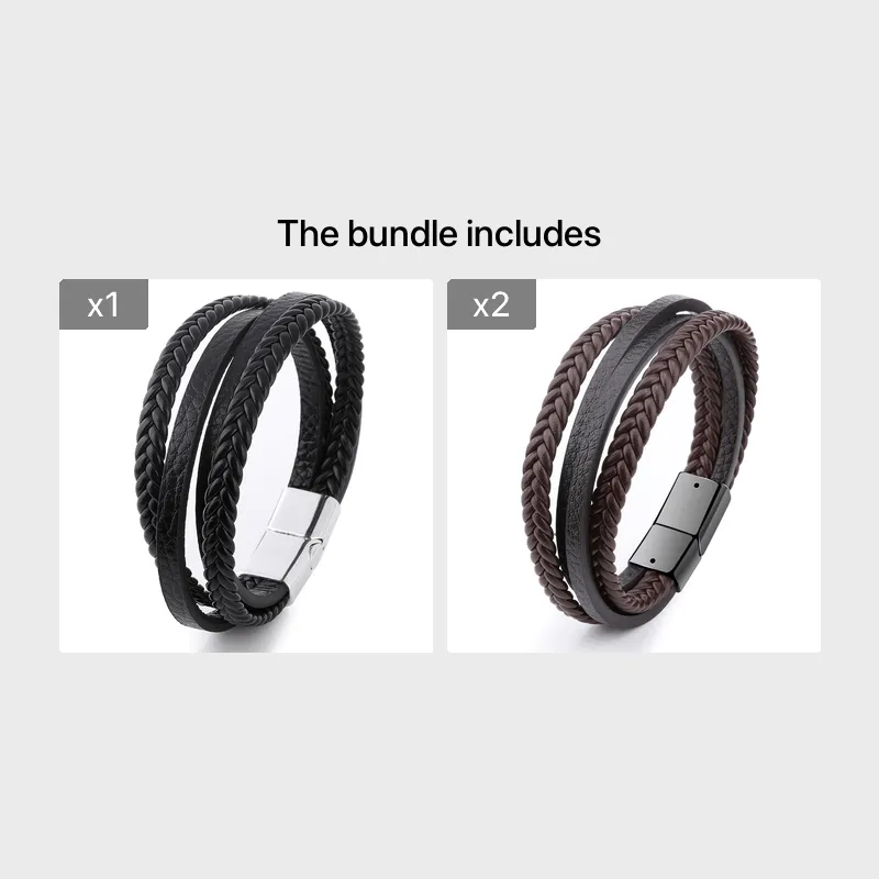 Small Men's Jewelry Hand-woven Leather Rope Bracelet DIY Magnetic Buckle