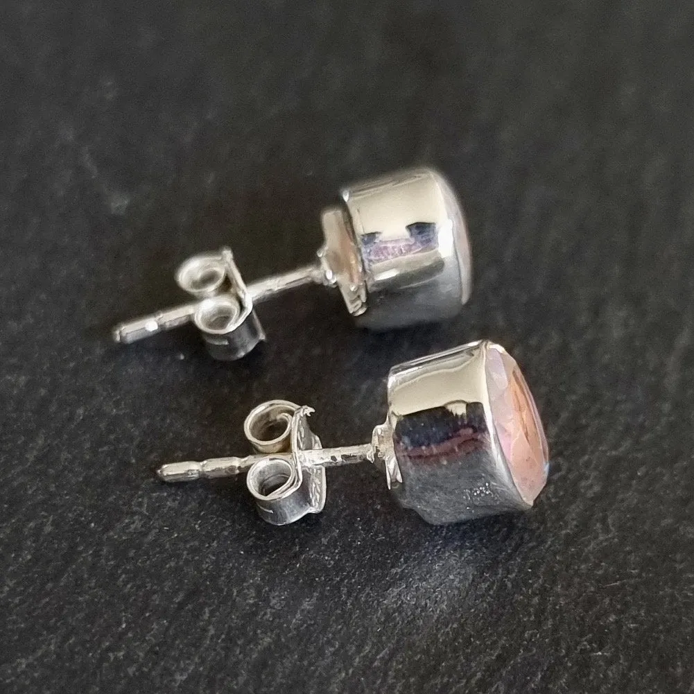 Small Oval Mystic Mercury Mist Topaz Stud Silver Earrings, FQZS7