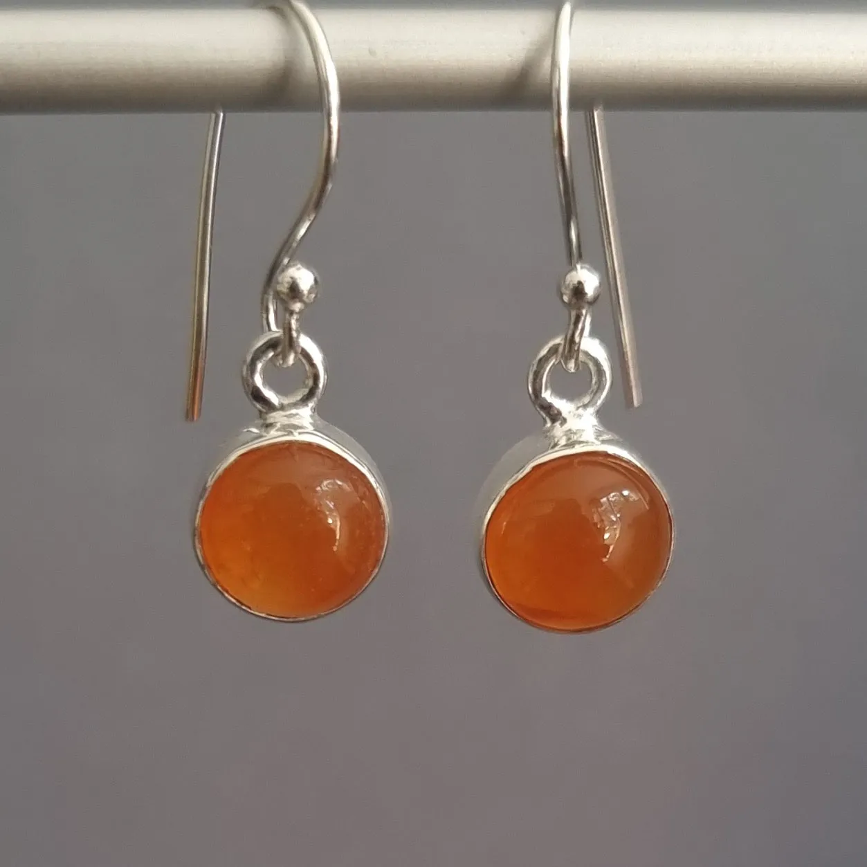 Small Round Carnelian 925 Sterling Silver Earrings, E13CARN