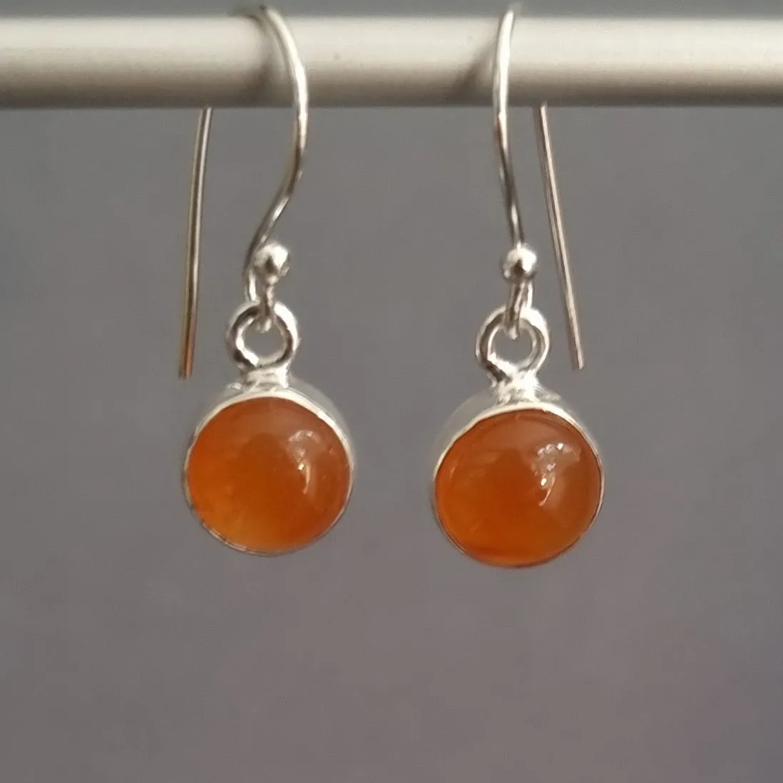 Small Round Carnelian 925 Sterling Silver Earrings, E13CARN