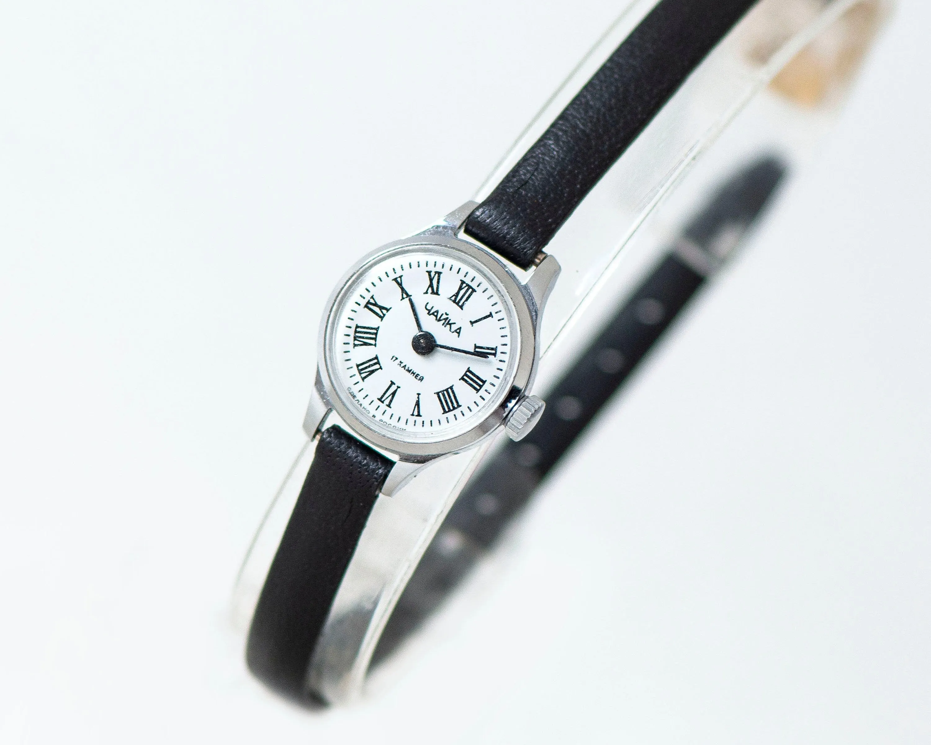 Small women's watch silver shade Seagull, Roman numerals dial women’s watch classic gift, dainty watch for women, new genuine leather strap