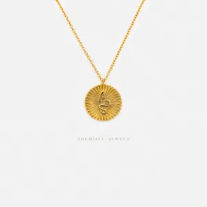 Snake Disc Necklace, Silver or Gold Plated  (15.5" 2") SHEMISLI - SN019