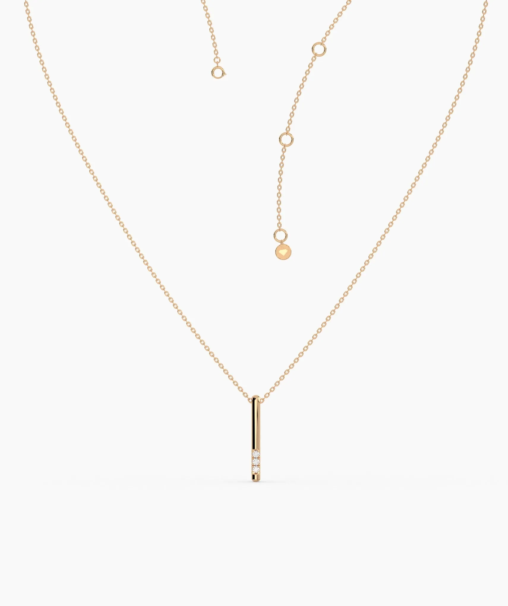 Solid 14K Gold Bar Diamond Necklace