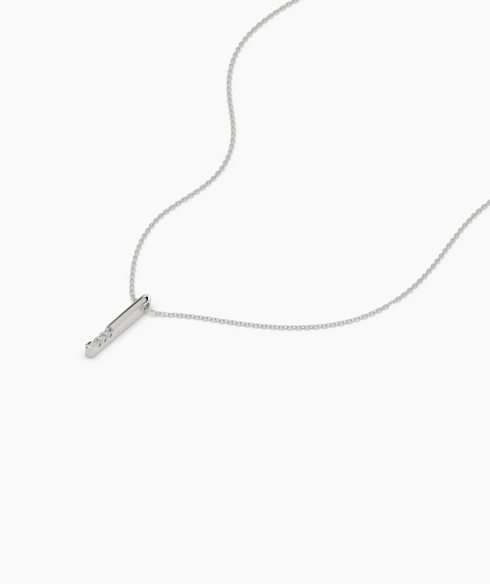Solid 14K Gold Bar Diamond Necklace