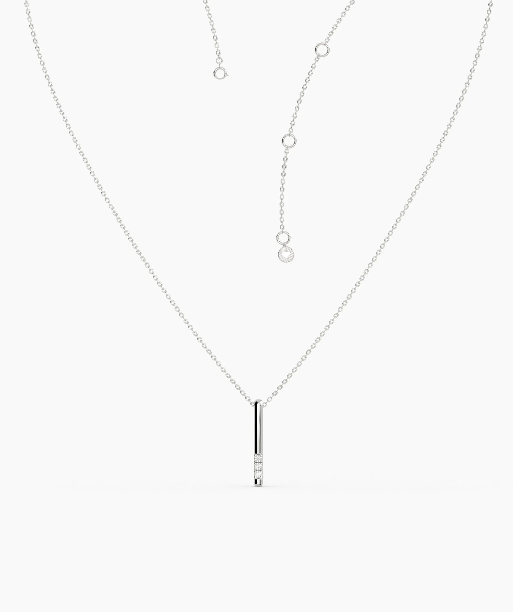 Solid 14K Gold Bar Diamond Necklace