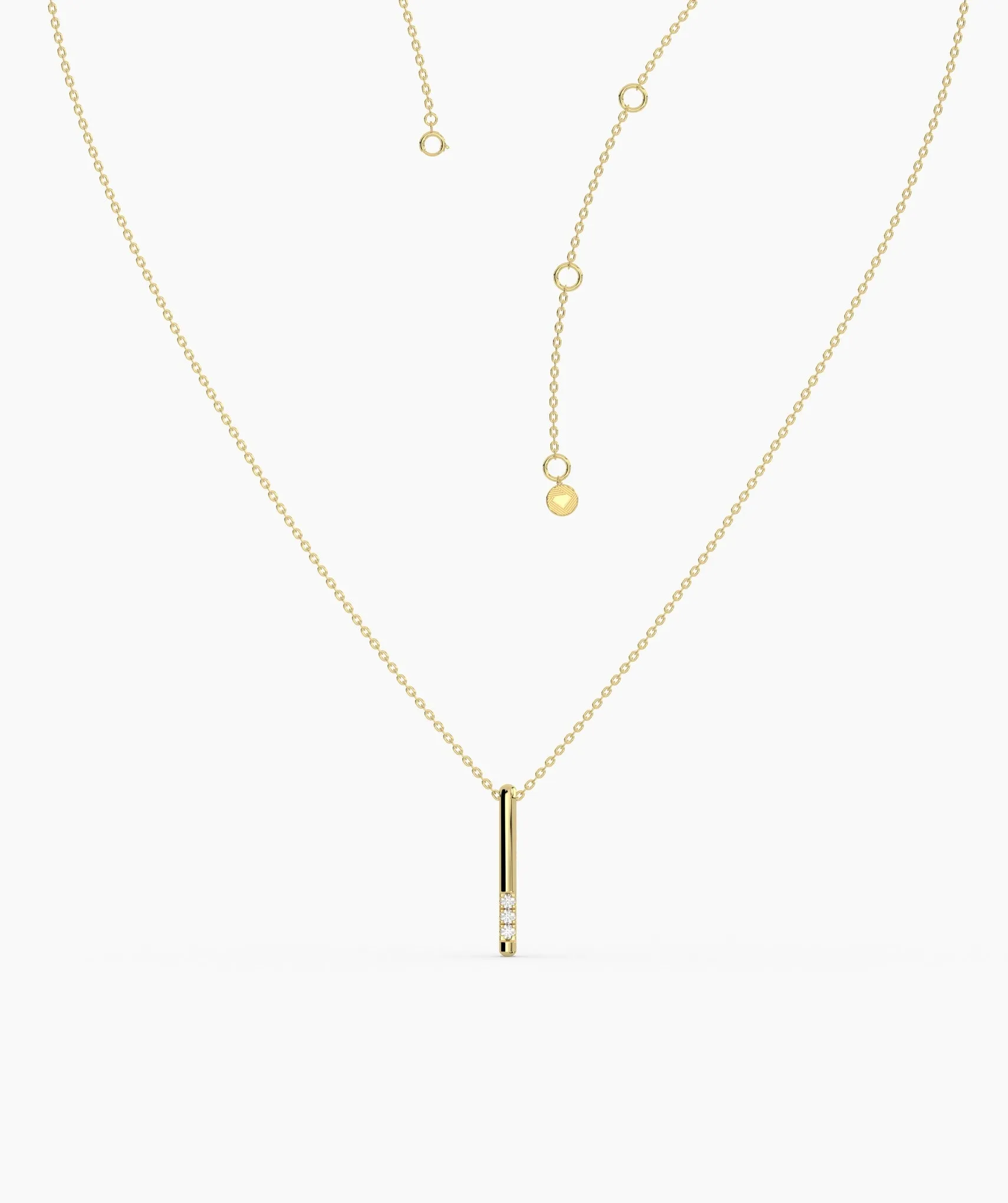 Solid 14K Gold Bar Diamond Necklace