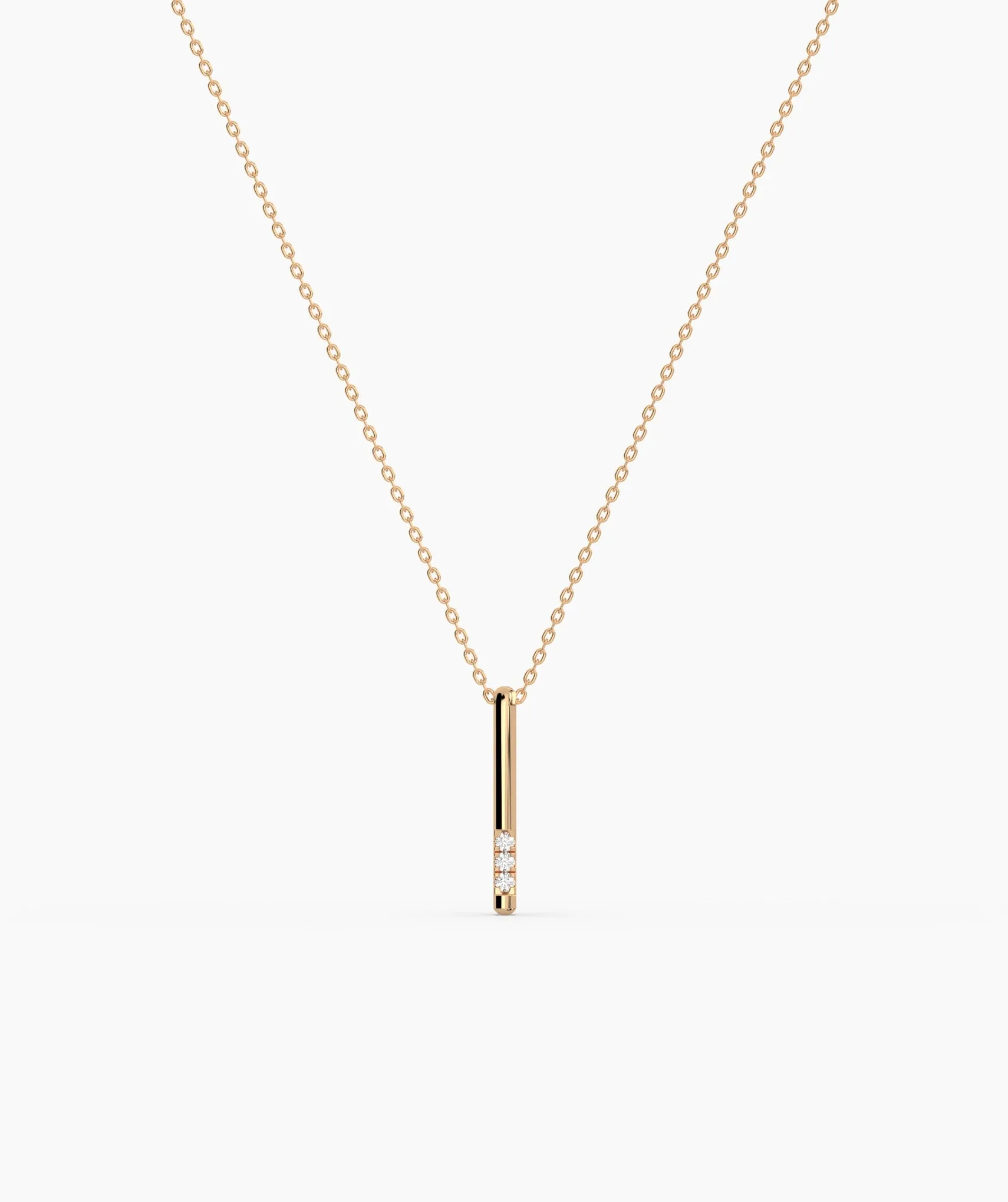 Solid 14K Gold Bar Diamond Necklace