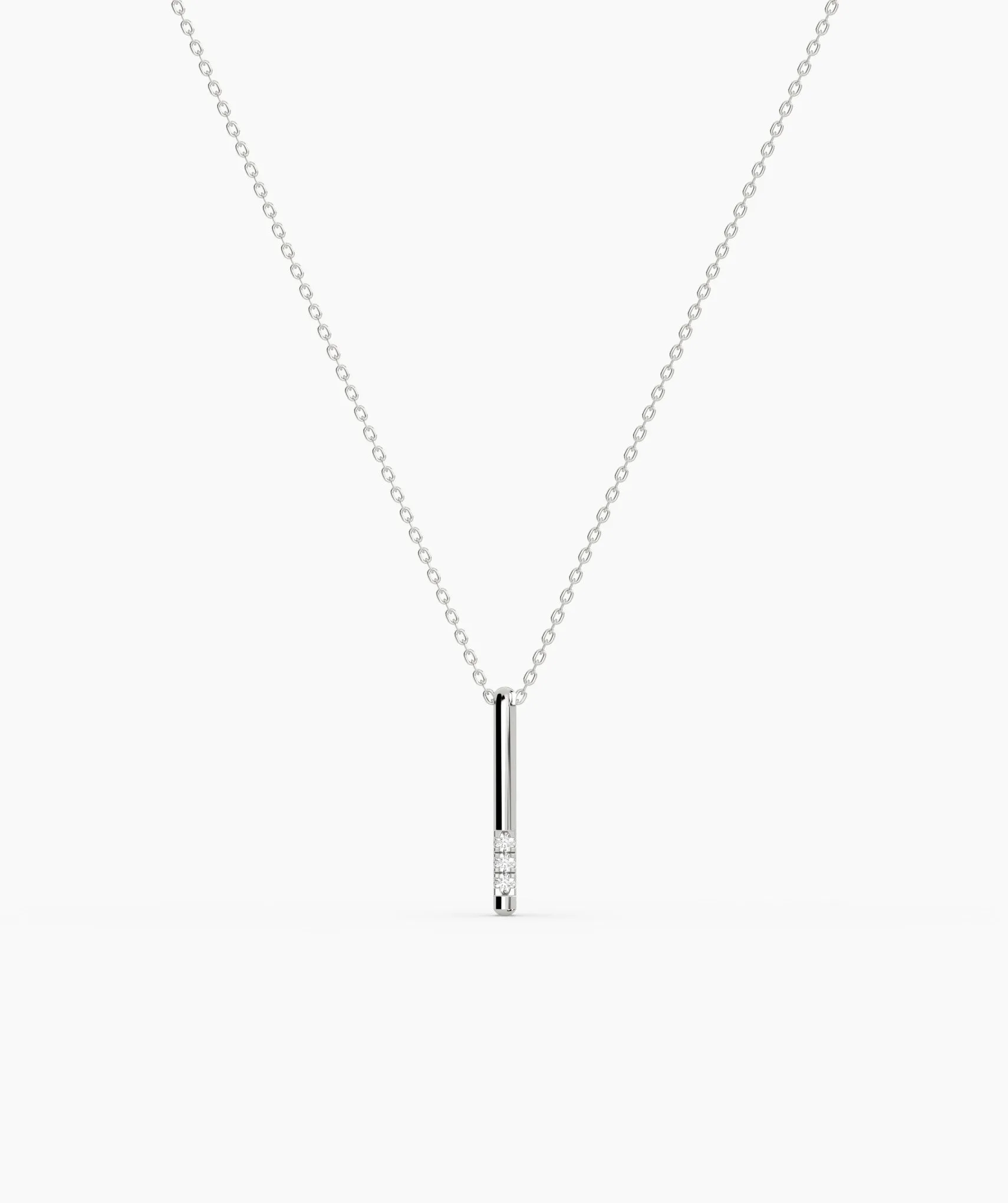 Solid 14K Gold Bar Diamond Necklace