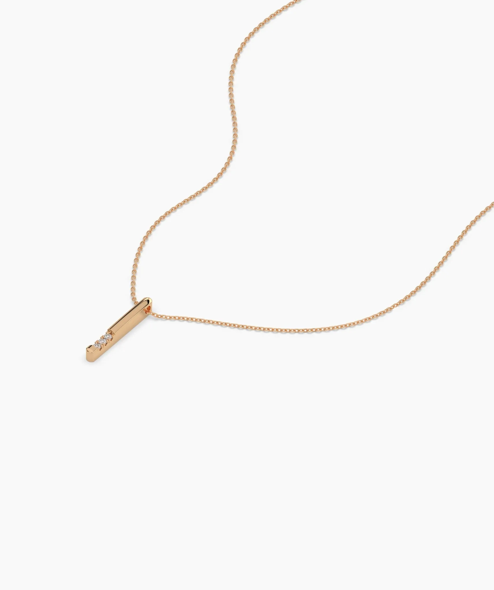 Solid 14K Gold Bar Diamond Necklace