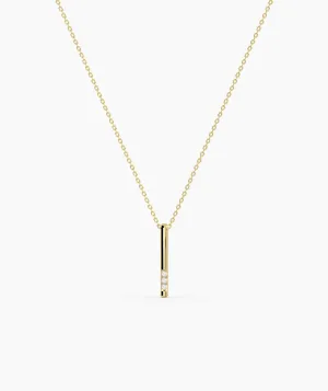 Solid 14K Gold Bar Diamond Necklace
