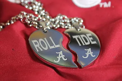 SOLID STAINLESS SPLIT HEART NECKLACES ALABAMA CRIMSON ROLL TIDE BAMA