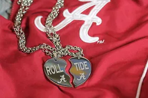 SOLID STAINLESS SPLIT HEART NECKLACES ALABAMA CRIMSON ROLL TIDE BAMA