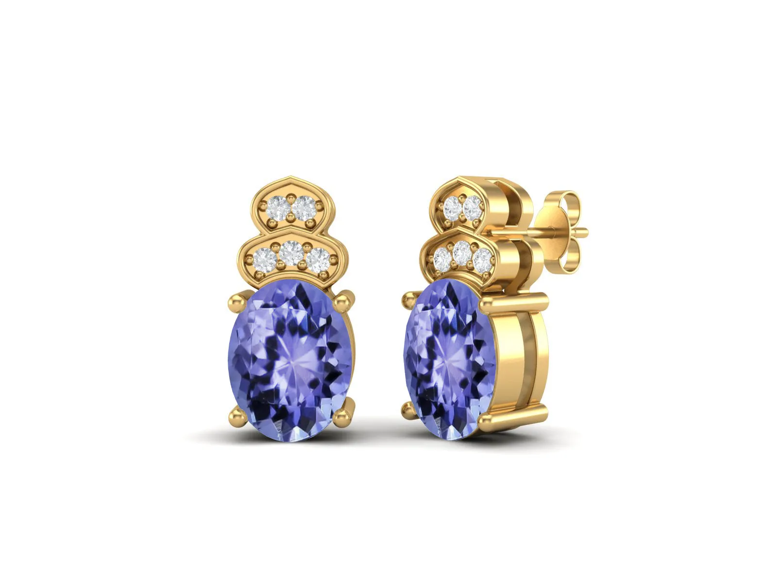 Solitaire Tanzanite Earrings 925 Sterling Silver Studs Earrings For Her