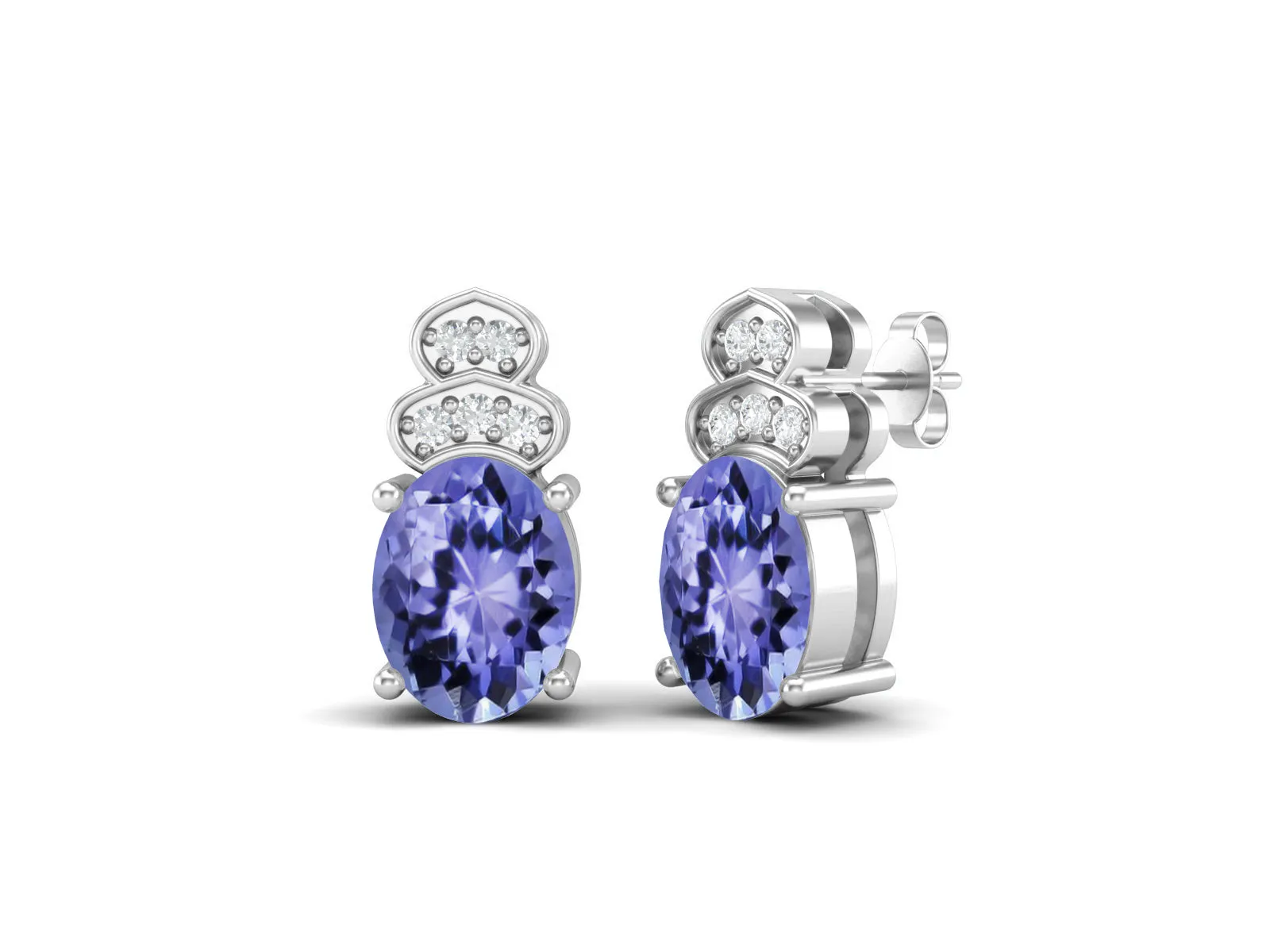 Solitaire Tanzanite Earrings 925 Sterling Silver Studs Earrings For Her
