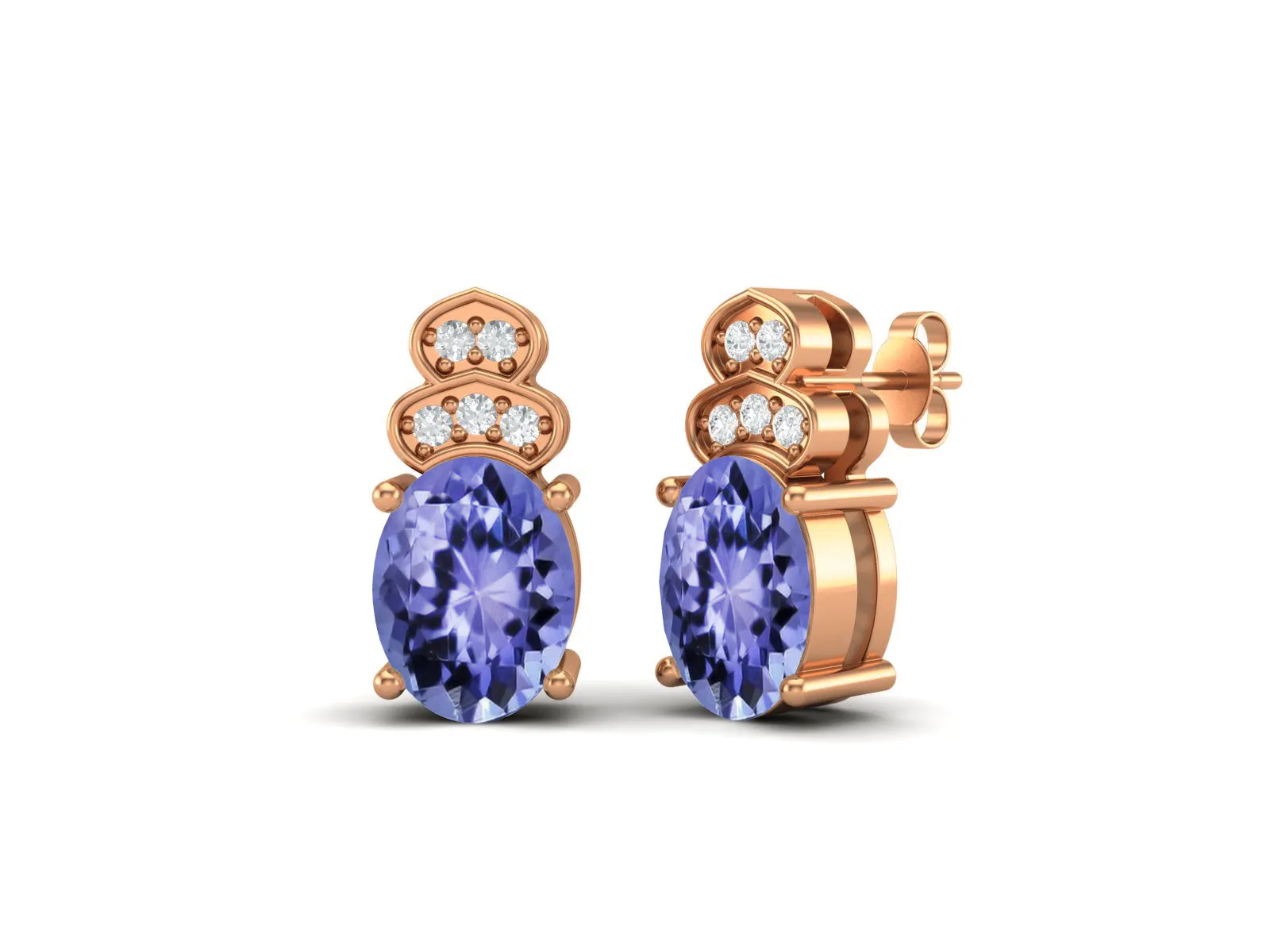 Solitaire Tanzanite Earrings 925 Sterling Silver Studs Earrings For Her