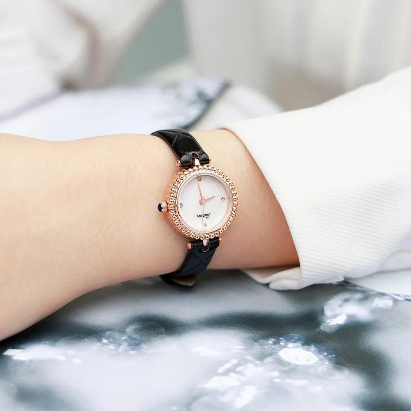 Sotoiru Leather Watch Simple Round Waterproof Wristwatch for Work T3021