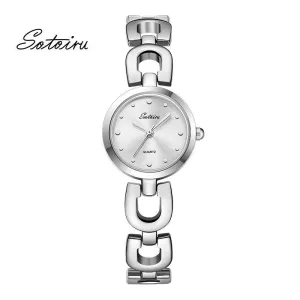 Sotoiru Quartz Watches Simple Silver Round Timeless Jewelry For Her T3023
