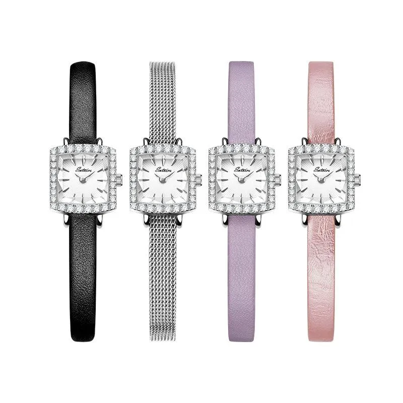 Sotoiru Square Women's Watch – Zircon Case with DIY Interchangeable Strap T2022W