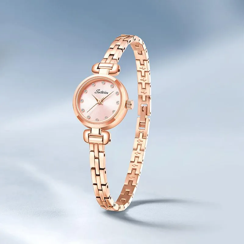 Sotoiru Women Watches Simple Round Rose Gold Watch for Daily Wear T2017