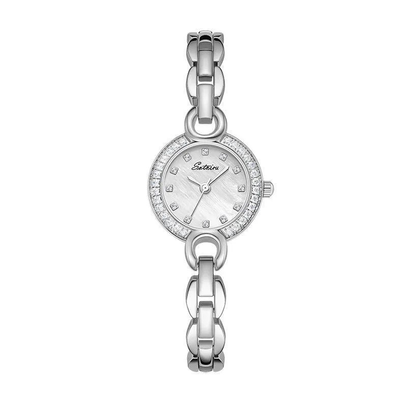 Sotoiru Women's Watches Round Minimal Silver Bracelet Wristwatch T3027W