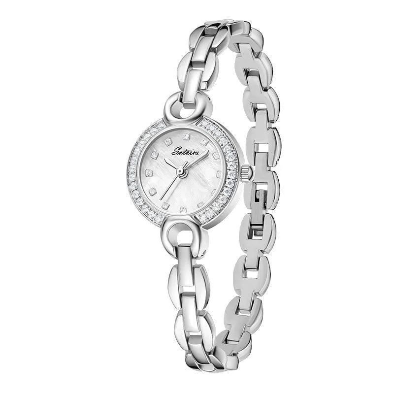 Sotoiru Women's Watches Round Minimal Silver Bracelet Wristwatch T3027W
